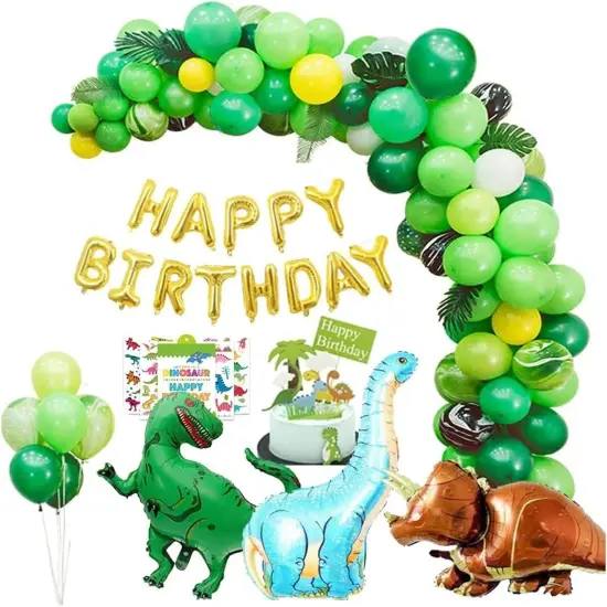 Dinosaur Birthday Party Decorations, Dino Foil Balloons Arch Garland Kit, Happy Birthday Banner for Kids Boys {1}