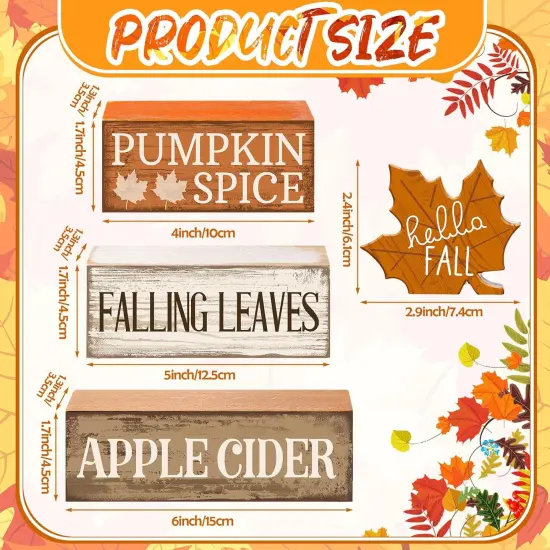 4PCS Wooden Maple Leaf Fall Decor &ndash; Rustic Tiered Tray & Table Centerpiece for Autumn, Thanksgiving, Farmhouse Home Decoration {4}