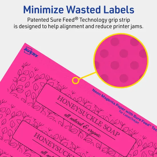 Avery Neon Magenta Paper Labels, 1.5" x 7.5" Rectangle {4}