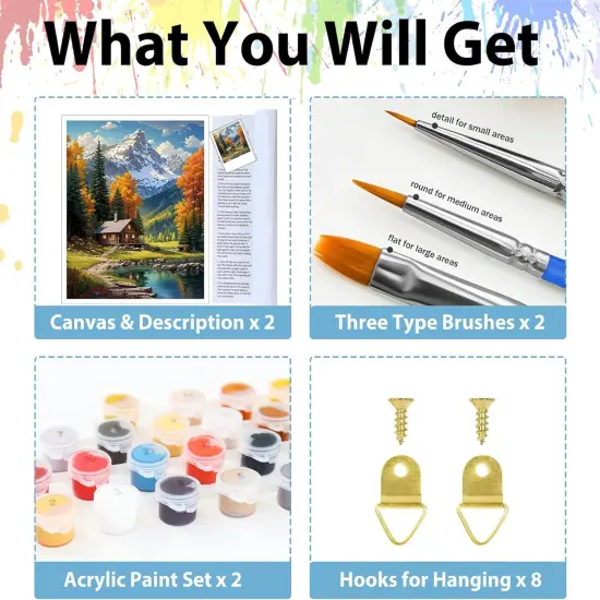 2 Pack Landscape Paint by Number for Adults (12x16 Inch) {5}