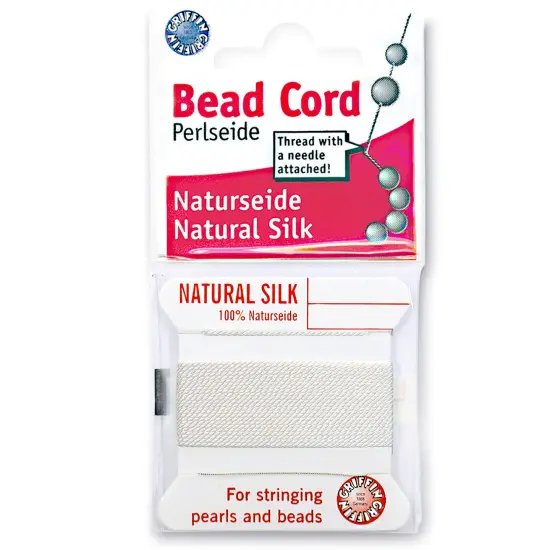 Size 16 Griffin Bead Cord 100% Natural Silk White {1}