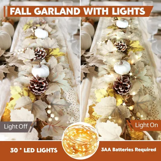 6Ft Fall Maple Leaf Pumpkins Berry Pine Cone Garland {2}