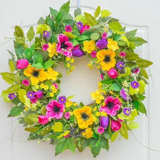 Spring Wreaths for Front Door Yellow and Purple Daisy {2}
