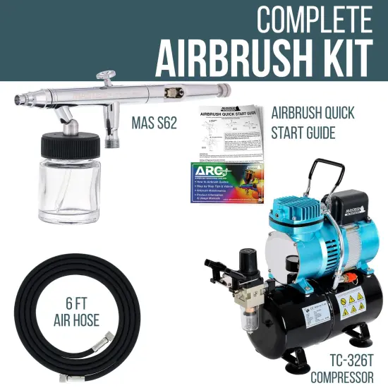 HI-FLOW All-Purpose Precision Dual-Action Siphon Feed Airbrush with High Performance Airbrush Air Compressor with Air Storage Tank {2}