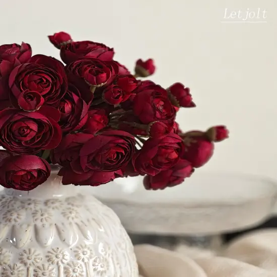 18 Pcs Red Artificial Flower Ranunculus Wedding Bouquet {5}
