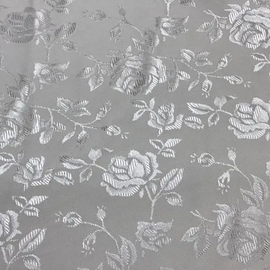 1 Yard Ivory jacquard satin reversible fabric for tablecloth overlays curtains 58/60" inches wide {3}