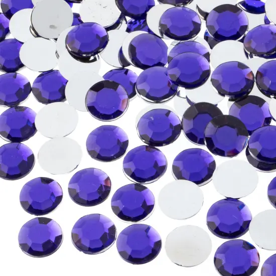 John Bead 12mm (SS50) Round Acrylic Flat Back Rhinestones, 400pcs Purple {1}