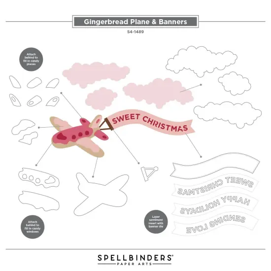 Spellbinders Etched Dies From Candy Christmas By Stamperia-Gingerbread Plane & Banners {7}