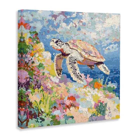 Stupell Industries Vivid Turtle Amidst Reef Canvas By LSR Creative Studio {3}