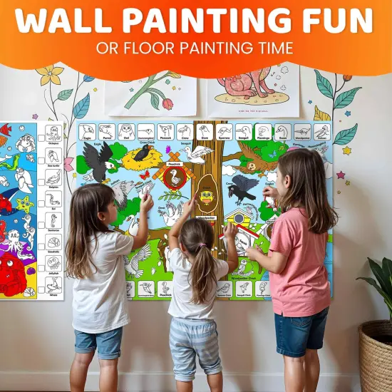 4 Giant Coloring Posters for Kids | Farm, Sea, Zoo & Birds {5}