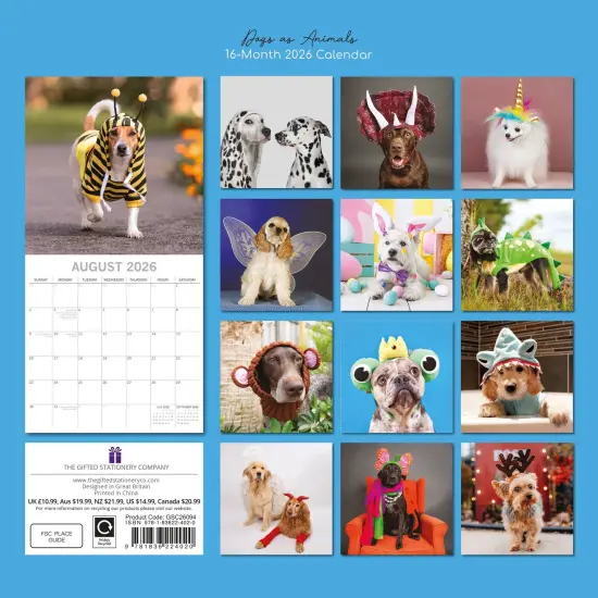 The Gifted Stationary 2026 Square Wall Calendar, Dogs as Animals, 16-Month Humor Theme Hanging Calendar with 180 Reminder Stickers, Month Planner for Home or Creative Spaces, 12x12 In Multicolor {4}