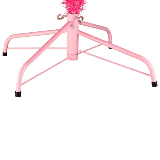 Northlight Pre-Lit Artificial Tinsel Christmas Tree - 7' - Pink - Clear Lights {7}