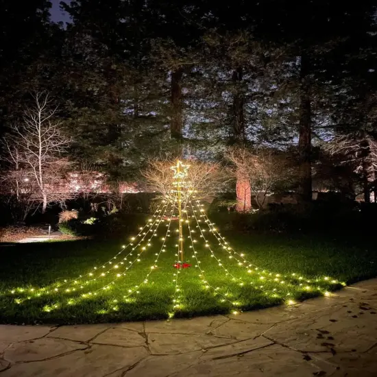 350LED Christmas String Lights with 12" Star Tree Topper &ndash; 8 Lighting Modes, Warm White, Waterproof Outdoor/Indoor Decoration for Christmas, New Year, Yard, Garden, Home {3}