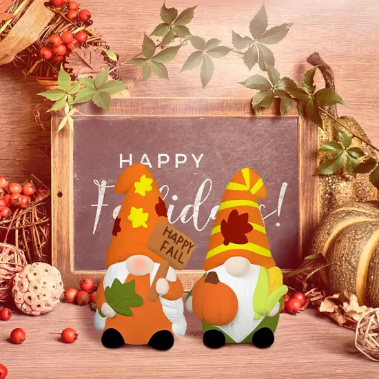 2 Pack Fall Ready to Paint Your Own Gnome Statues 4'' DIY Unpainted Ceramics Gnome Figurines Kit Blank Paintable Ceramics for Classroom Art Crafts {2}