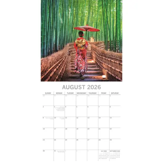 The Gifted Stationary 2026 Square Wall Calendar, Japan, 16-Month Passport Collection Theme Hanging Calendar with 180 Reminder Stickers, Month Planner for Home, or Creative Spaces, 12x12 In Multicolor {3}