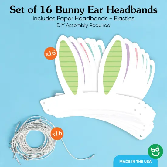 Big Dot of Happiness Easter Bunny Ears Headbands, Paper Easter Party Hats Craft, White Rabbit Ear Favors, DIY Spring Easter Decoration for Kids and Adults, Set of 16 {4}