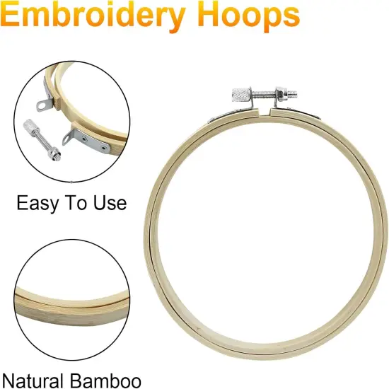 6 Pieces 5 Inch Embroidery Hoops, Round Wood Embroidery Hoops, Adjustable Bamboo Circle Cross Stitch Hoop Ring, Wooden Embroidery Frames for Art Craft Sewing, Christmas Decoration {2}