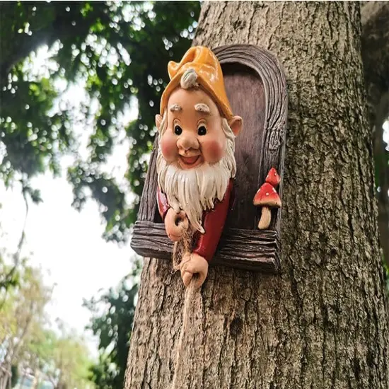 Climbing Gnomes Tree Decor - Cute Gnome Garden Statue Art Resin Dwarf Sculpture for Yard Outdoor {5}