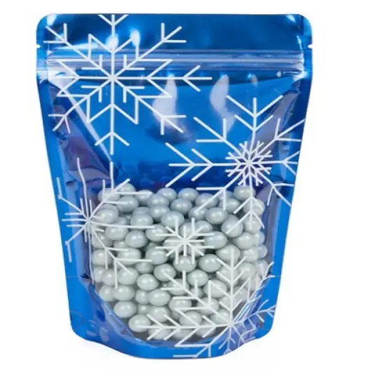 Snowflake Seasonal Stand Up Zipper Pouch 5 1/8" x 3 1/8" x 8 1/8" 25 pack ZBGSW3S {1}