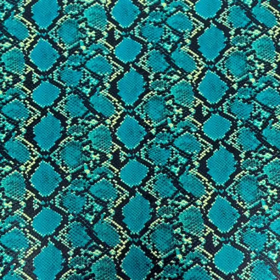 1 Yard Caicos Snake Skin Faux Leather Vinyl Fabric For Upholstery Handbags 54" Width Turquoise Blue {1}