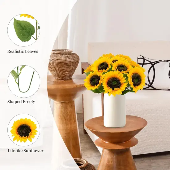 10 Pcs 4 Inch Artificial Sunflowers with Stems Bouquet {3}