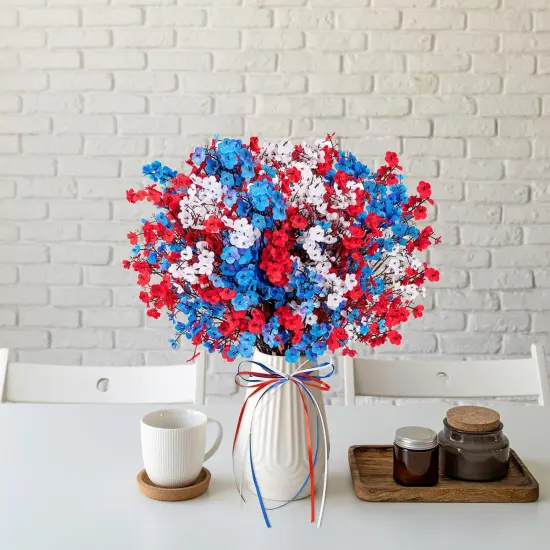 27PCS 4th/Fourth of July Decorations Artificial Flowers Red White Blue Patriotic Picks Berry Stems Independent Day Decor for Home Vase Table Centerpieces {5}