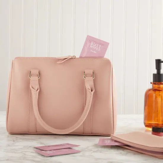 100 Pack Wet Travel Butt Wipes, Adult Flushable Wipes, Individually Wrapped for Adults (Aloe Vera Scented), Pink White {6}