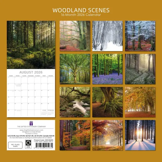 The Gifted Stationary 2026 Square Wall Calendar, Woodland Scenes, 16-Month Natural World Theme Hanging Calendar with 180 Reminder Stickers, Month Planner for Home, or Creative Spaces, 12x12 In Multicolor {4}