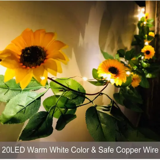 20 LED Artificial Sunflower Garland String Lights {5}