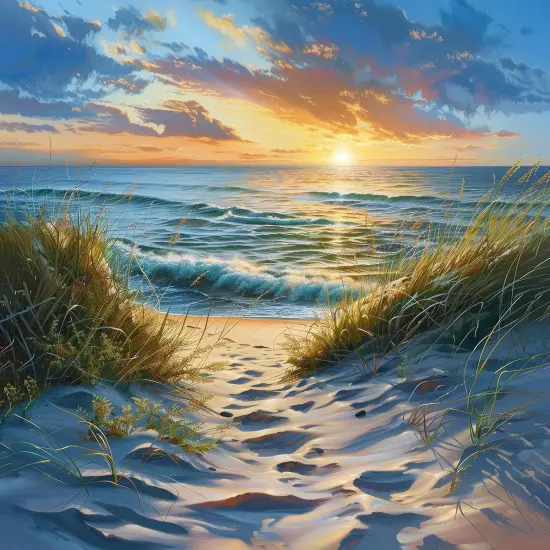 DIY Paint by Numbers for Adults - Beach Scene with Sunrise, Abstract Canvas Wall Art, 16x20 Inch {5}