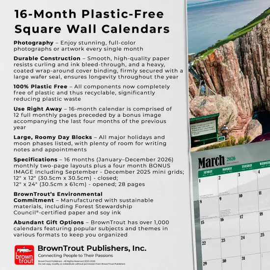 World's Toughest Golf Holes OFFICIAL | 2026 12 x 24 Inch (Hanging) Monthly Square Wall Calendar | Plastic-Free {6}