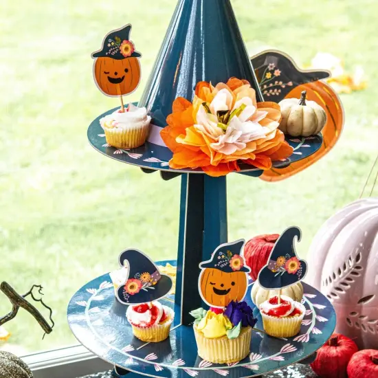 Ma Fete - 12.4" x 21.25" - Blue - Witch's Hat Cupcake Stand for Halloween Treats! {1}