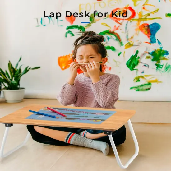 Folding Lap Desk Laptop Stand Bed Desk Table Tray, Breakfast Serving Tray, Portable & Lightweight Mini Table for Sofa Couch Floor - Wood {2}