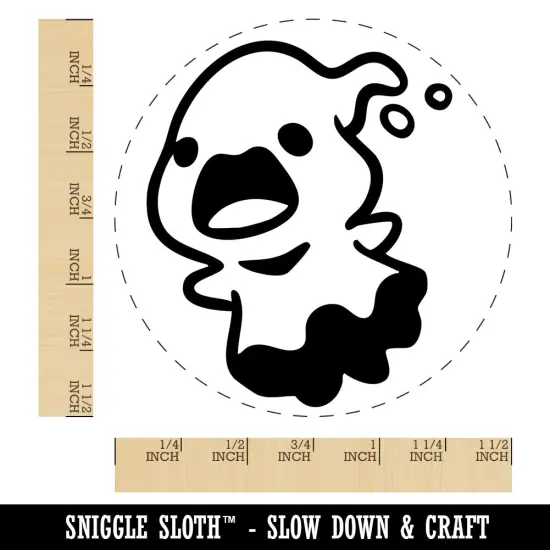 Cute Sheet Ghost Spirit Apparition Spooky Haunted Self-Inking Rubber Stamp Black {1}