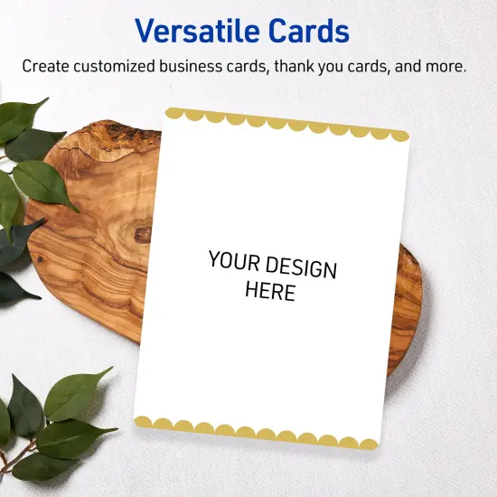 Avery Printable Rectangle Postcards with Rounded Corners, Gold Edge Dots, 4.25" x 5.5", Matte White Rectangle Postcards with Rounded Corners, Laser/Inkjet, 20ct, Great for Postcards {6}