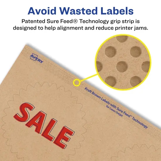 Avery Kraft Brown Starburst Labels with Sure Feed, 3" {4}