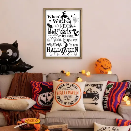 Halloween Wall Decor - Witch and Black Cat - 15.7&times;11.8 Inch {4}