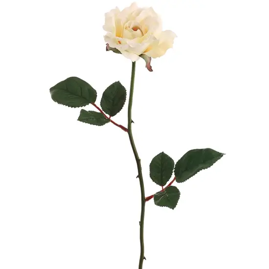 Allstate Long Stem Blooming Rose Artificial Floral Spray - 23" - Cream and Green White {1}