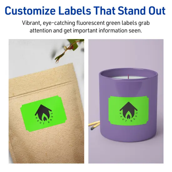 Avery Neon Green Paper Labels, 2" x 3" Rectangle Scalloped {3}