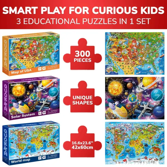 QUOKKA 300 Pcs Search & Find Floor Puzzles | Maps & Space {3}