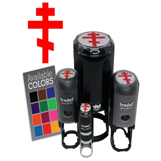 Eastern Russian Orthodox Cross Christian Religious Symbol Faith Self-Inking Rubber Stamp Red {7}