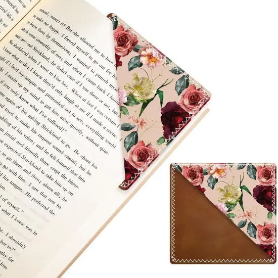 Personalized Leather Bookmarks Teacher Reading (Red Rose) {1}
