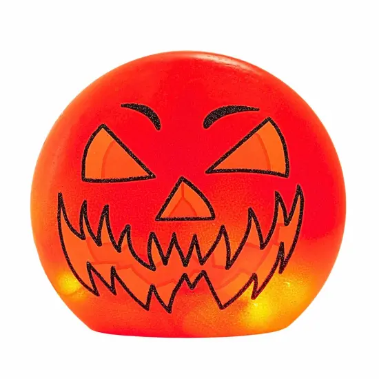 Stony Creek 7.0 Inch HalloweenPre-Lit Round Orb Sm Halloween Lighted Glass Accent , Halloween Decor Jack-O-Lantern SOLID {1}