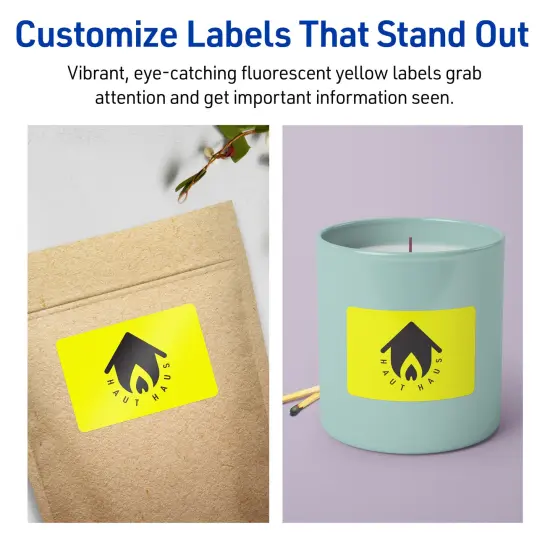 Avery Neon Yellow Paper Labels, 2" x 3.5" Rectangle {3}
