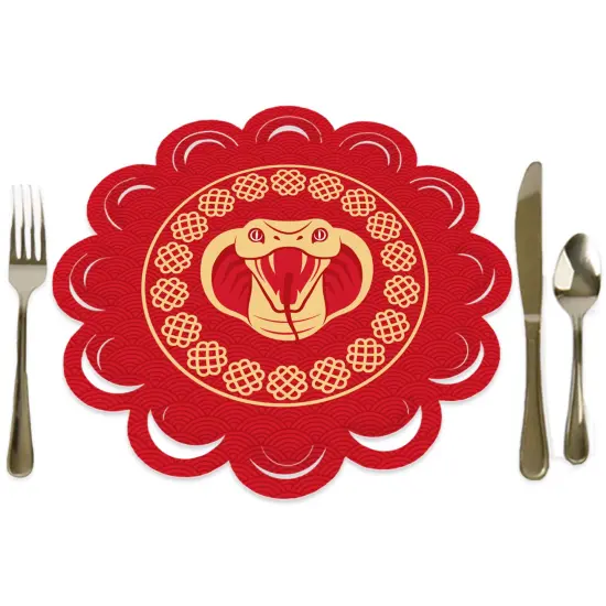 Big Dot of Happiness Lunar New Year - 2025 Year of the Snake Round Table Decorations - Paper Chargers - Place Setting For 12 {1}