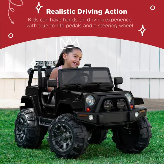 Best Choice Products 12V Kids Ride On Truck Car w/ Remote Control, Spring Suspension, Bluetooth, LED Lights Black {2}