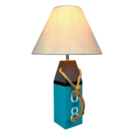 Coastal Blue Buoy Table Lamp 19.5" Nautical Beach Decor with Shade {1}