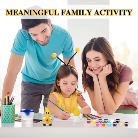 2 Sets Ready to Paint Your Own Bee Gnome Statues DIY Ceramics Bee Gnomes Set Sunflower Garden {3}