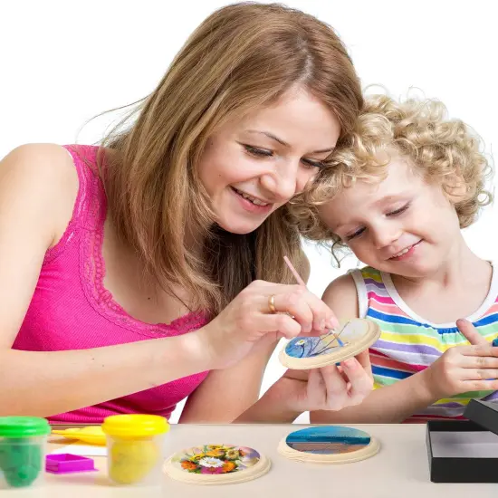 2 Pcs 4 Inch Round Wooden Plaque {5}