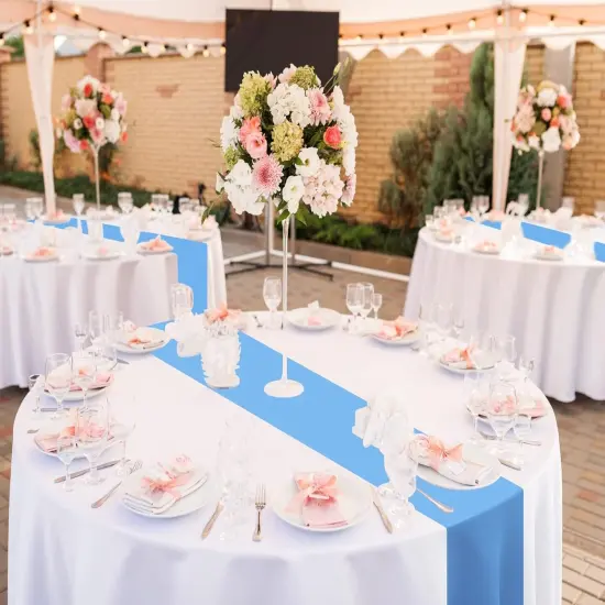 Round Plastic Disposable Tablecloth 84 Inch Stain and Wrinkle Resistant {4}